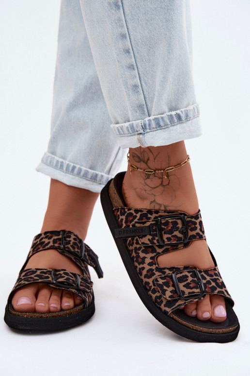 D.Franklin DFSH407011 Damen-Platformslipper mit Leopardenmuster