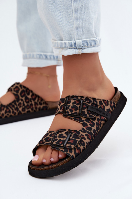 D.Franklin DFSH407011 Damen-Platformslipper mit Leopardenmuster