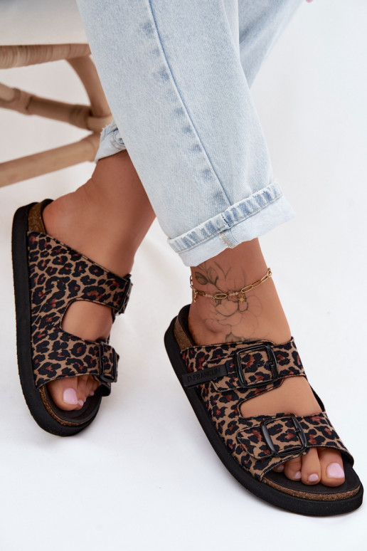 D.Franklin DFSH407011 Damen-Platformslipper mit Leopardenmuster