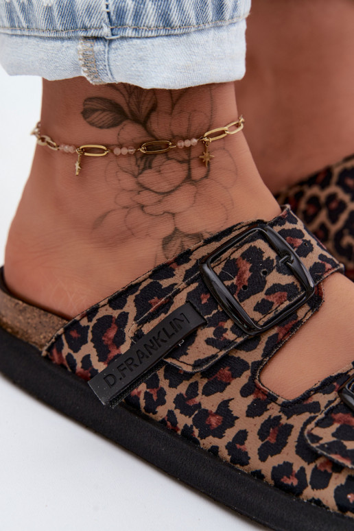 D.Franklin DFSH407011 Damen-Platformslipper mit Leopardenmuster