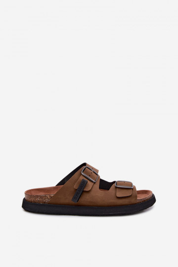 Herrenlederslipper mit Schnallen D.Franklin DFSH407017 braun 2
