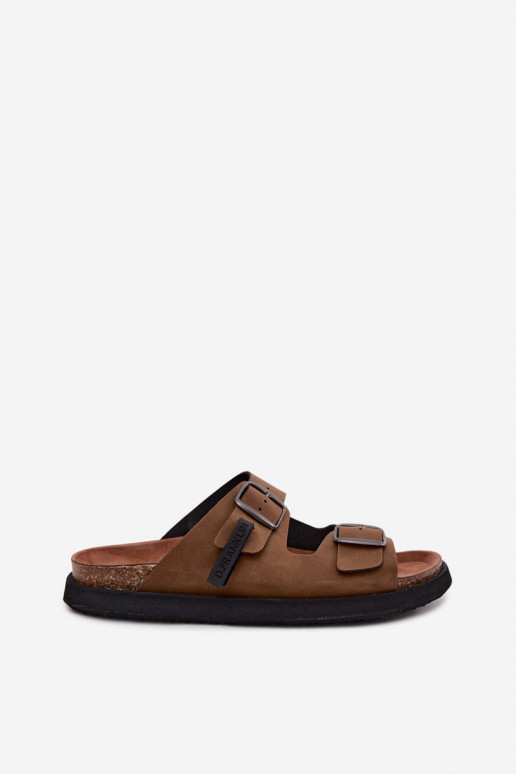 Herrenlederslipper mit Schnallen D.Franklin DFSH407017 braun
