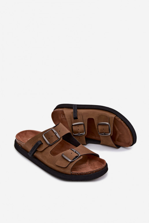 Herrenlederslipper mit Schnallen D.Franklin DFSH407017 braun