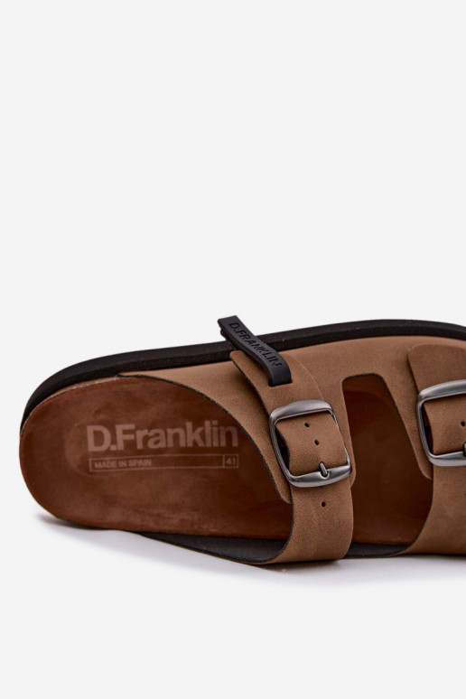 Lederhausschuhe für Männer mit Schnallen D.Franklin DFSH407017 braune Farbe
