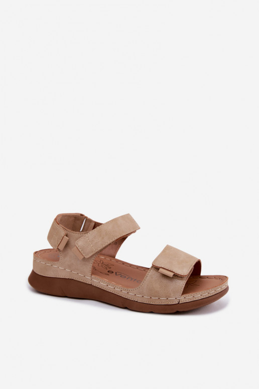 Damen-Platformsandalen in Sandfarbe Linora