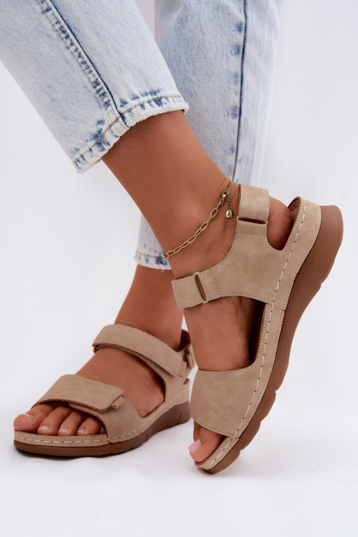 Damen-Platformsandalen in Sandfarbe Linora