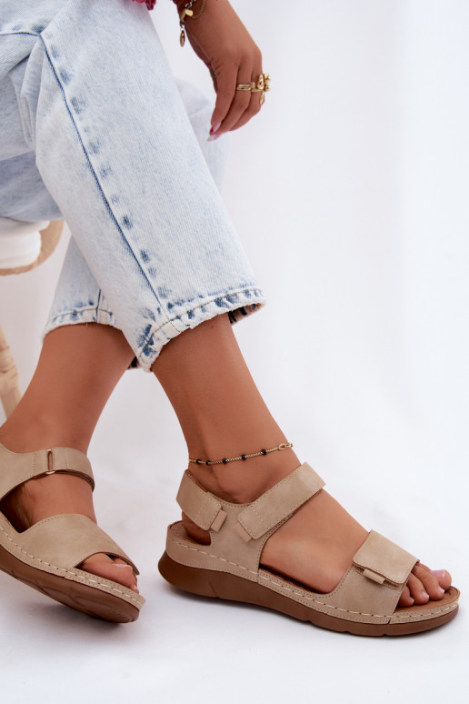 Damensandalen mit einer Plattform Beige Linora