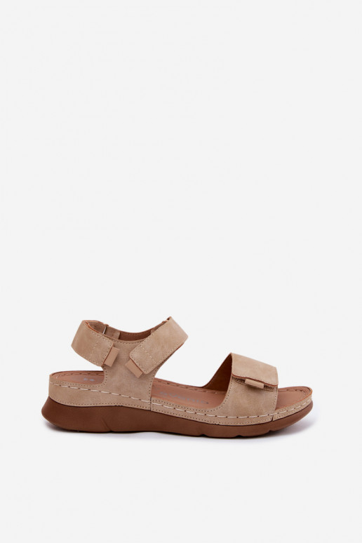 Damensandalen mit einer Plattform Beige Linora