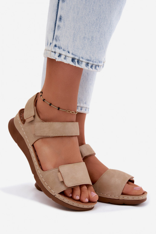 Damen-Platformsandalen in Sandfarbe Linora