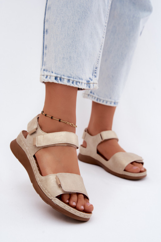 Damen-Platformsandalen in Goldfarbe Linora