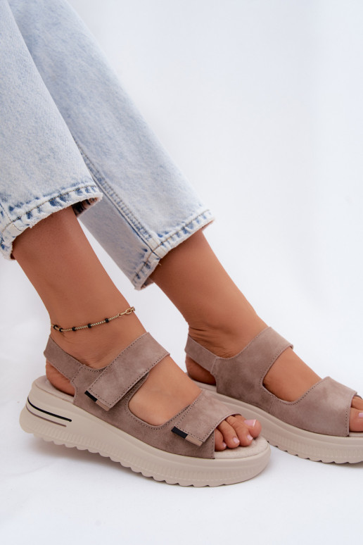 Haut INildledersandalen für Damen mit einer Plattform Beige Peria