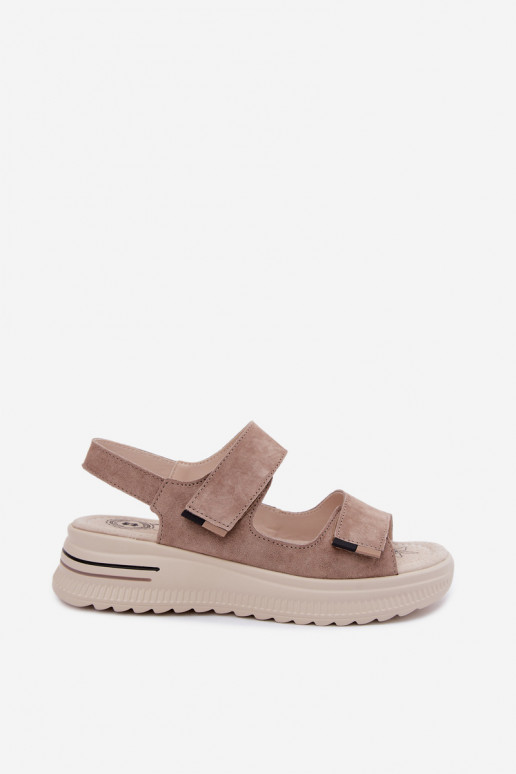 Haut INildledersandalen für Damen mit einer Plattform Beige Peria