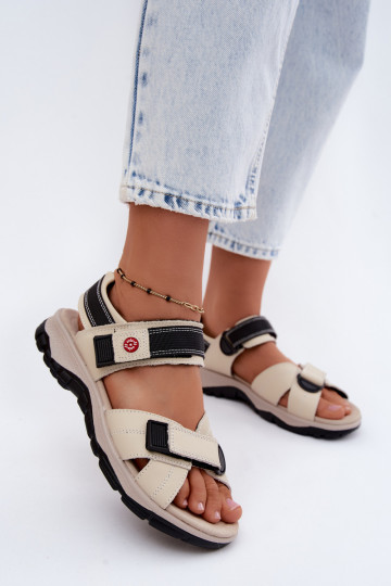 Damen-Sandalen mit Klettverschlüssen in Sandfarbe Blingy 2