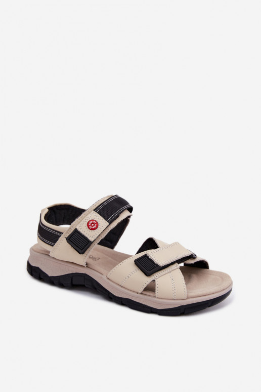 Damen-Sandalen mit Klettverschlüssen in Sandfarbe Blingy