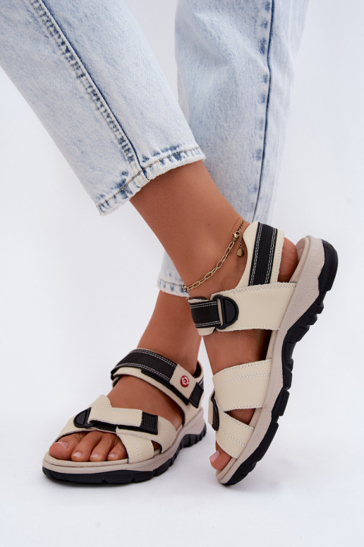 Damensandalen Feminin mit Klebeverschlüssen Beige Blingy