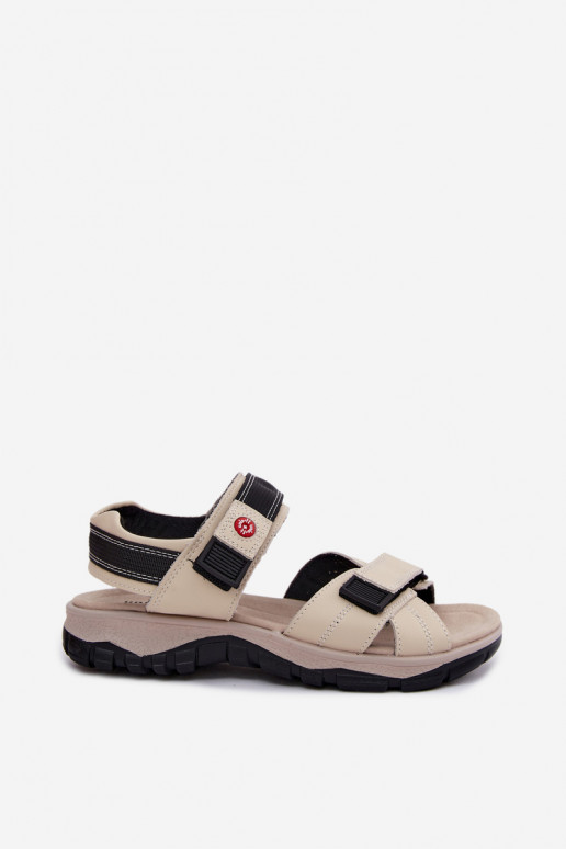 Damen-Sandalen mit Klettverschlüssen in Sandfarbe Blingy