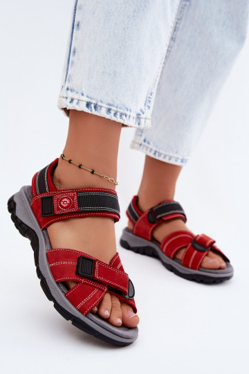 Haut INildledersandalen für Damen mit Klebeverschlüssen rote Farbe Blingy 2