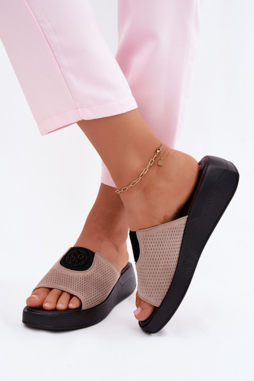 Haut INildleder-Hausschuhe für Damen Ermöglicht Halbstiefelie Beige Fablee
