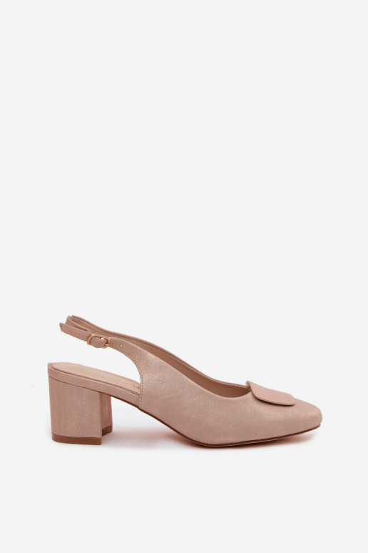 Damen Sandalen mit Absatz und dekorativer Schnalle in roségoldener Farbe Tai turiden