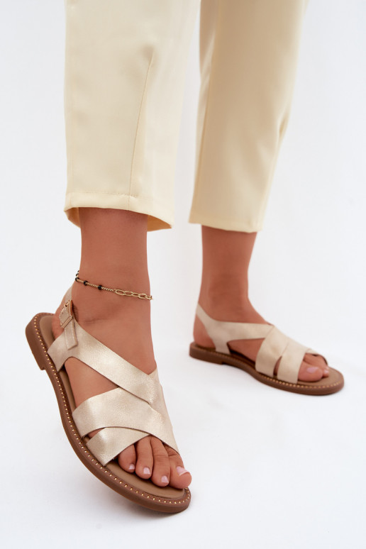 Flache Sandalen für Damen goldene Farbe Blinga