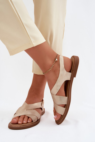 Flache Damensandalen in goldfarbener Farbe Blinga 2
