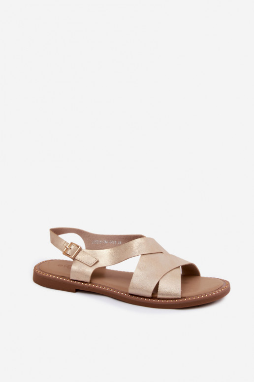 Flache Sandalen für Damen goldene Farbe Blinga