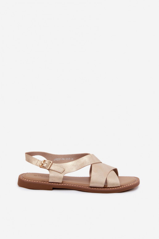 Flache Damensandalen in goldfarbener Farbe Blinga