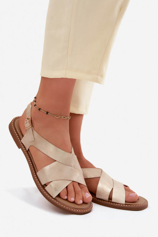 Flache Sandalen für Damen goldene Farbe Blinga