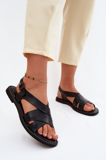 Flache Damensandalen in schwarzer Farbe Blinga 2