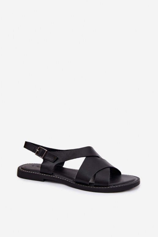 Flache Damensandalen in schwarzer Farbe Blinga