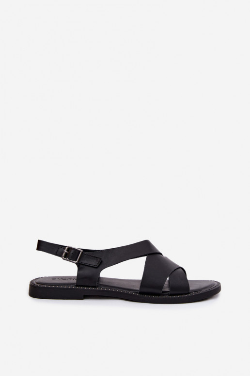 Flache Sandalen für Damen schZuarze Farbe Blinga