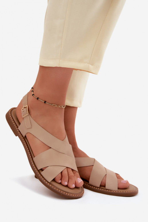 Flache Sandalen für Damen Beige Blinga