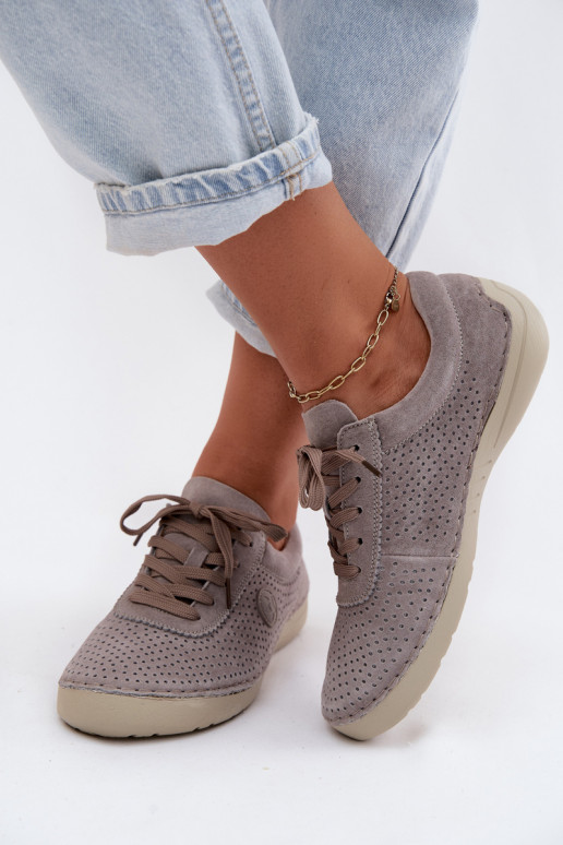 Haut aus INildleder Schuhe Feminin mit Schnürsenkeln Beige Bahia