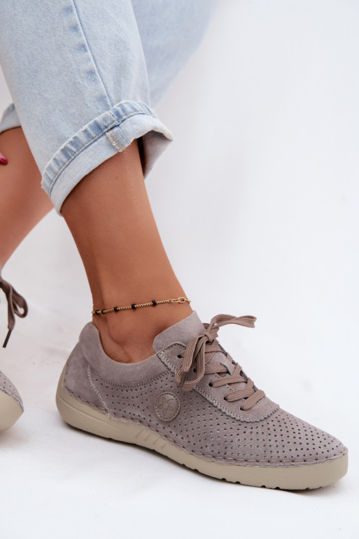 Haut aus INildleder Schuhe Feminin mit Schnürsenkeln Beige Bahia
