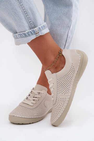 Haut Schuhe Feminin mit Schnürsenkeln elfenbeinfarbe Bahia