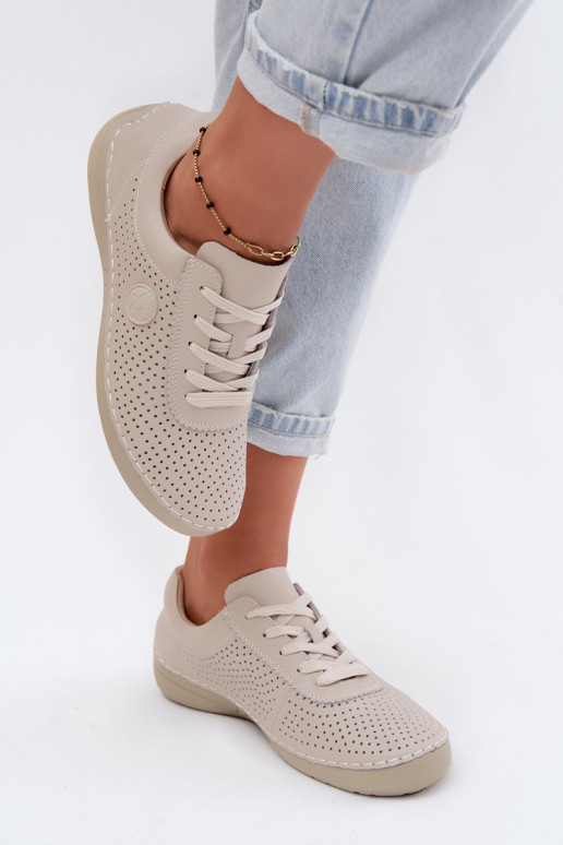 Haut Schuhe Feminin mit Schnürsenkeln elfenbeinfarbe Bahia