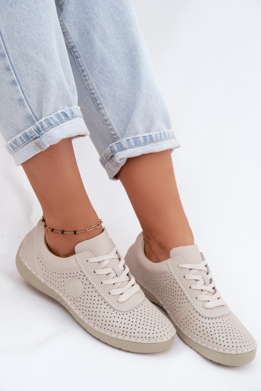 Ivory Leder-Damenschuhe mit Schnürsenkeln Bahia
