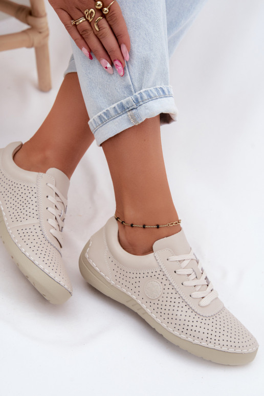 Haut Schuhe Feminin mit Schnürsenkeln elfenbeinfarbe Bahia
