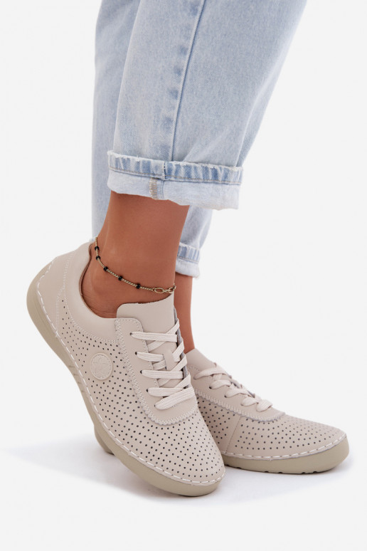Ivory Leder-Damenschuhe mit Schnürsenkeln Bahia