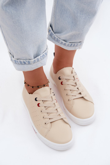 lässige Schuhe Turnschuhe FemininImitacji Skóry Beige Tulum
