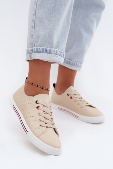 lässige Schuhe Turnschuhe FemininImitacji Skóry Beige Tulum 2