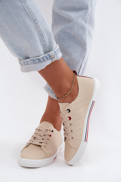 lässige Schuhe Turnschuhe FemininImitacji Skóry Beige Tulum