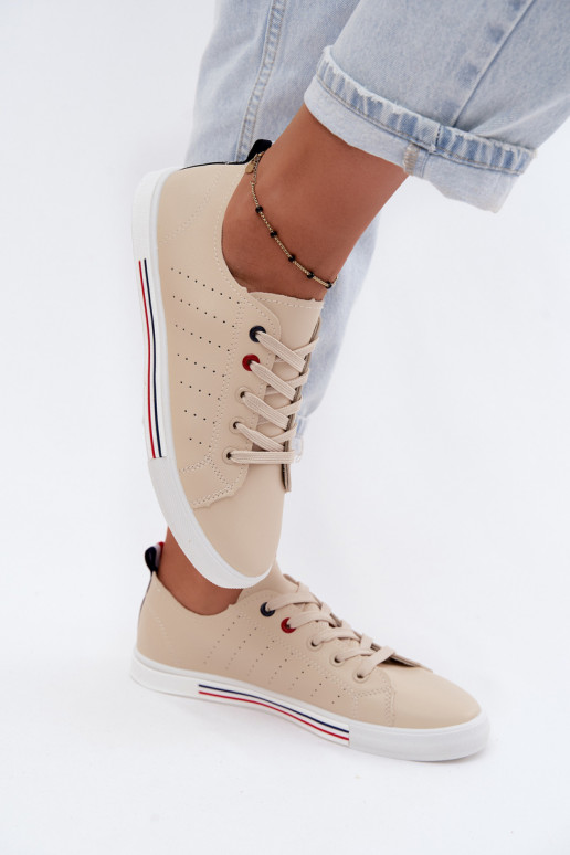 lässige Schuhe Turnschuhe FemininImitacji Skóry Beige Tulum