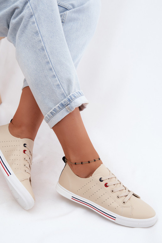 lässige Schuhe Turnschuhe FemininImitacji Skóry Beige Tulum