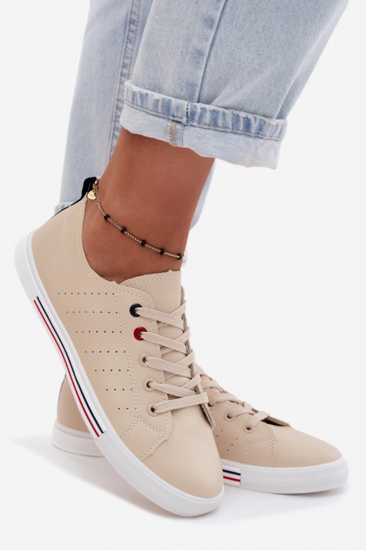 lässige Schuhe Turnschuhe FemininImitacji Skóry Beige Tulum