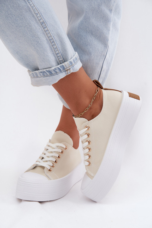 Beige Freizeitschuhe mit Plattform Amalfi