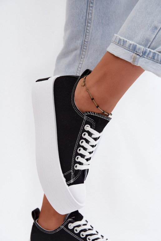 Schwarze Freizeitschuhe mit Plattform Amalfi