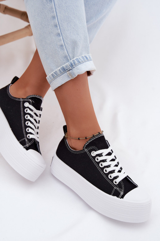 Schwarze Freizeitschuhe mit Plattform Amalfi