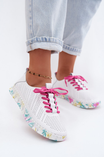 Weiße Leder-Damenschuhe mit Schnürsenkeln Cadiz 2
