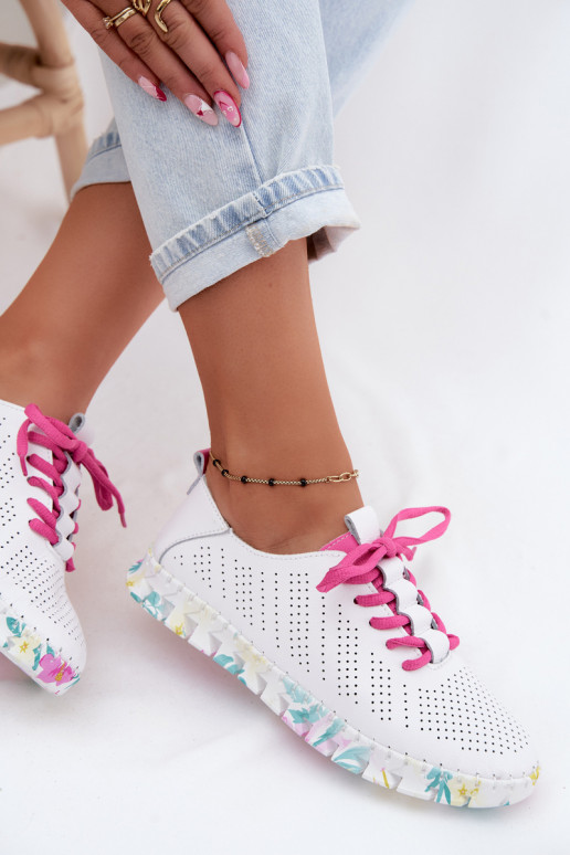 Weiße Leder-Damenschuhe mit Schnürsenkeln Cadiz